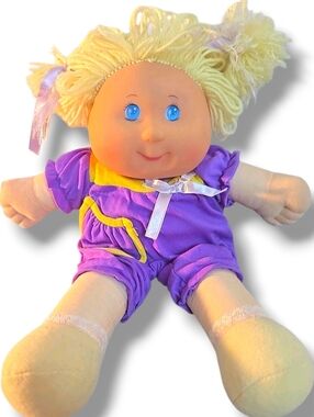 Lovee Doll & Toy Co Cabbage Patch Style  Soft Doll Blonde, Blue Eyes Clothes 16”